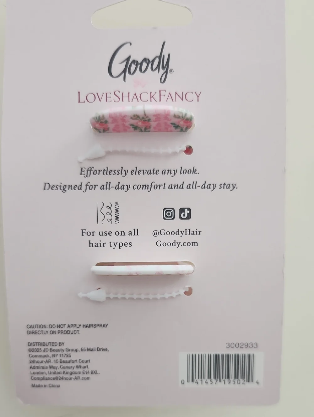 LOVESHACKFANCY Goody Small Claw Clip Pink Floral And Bows New